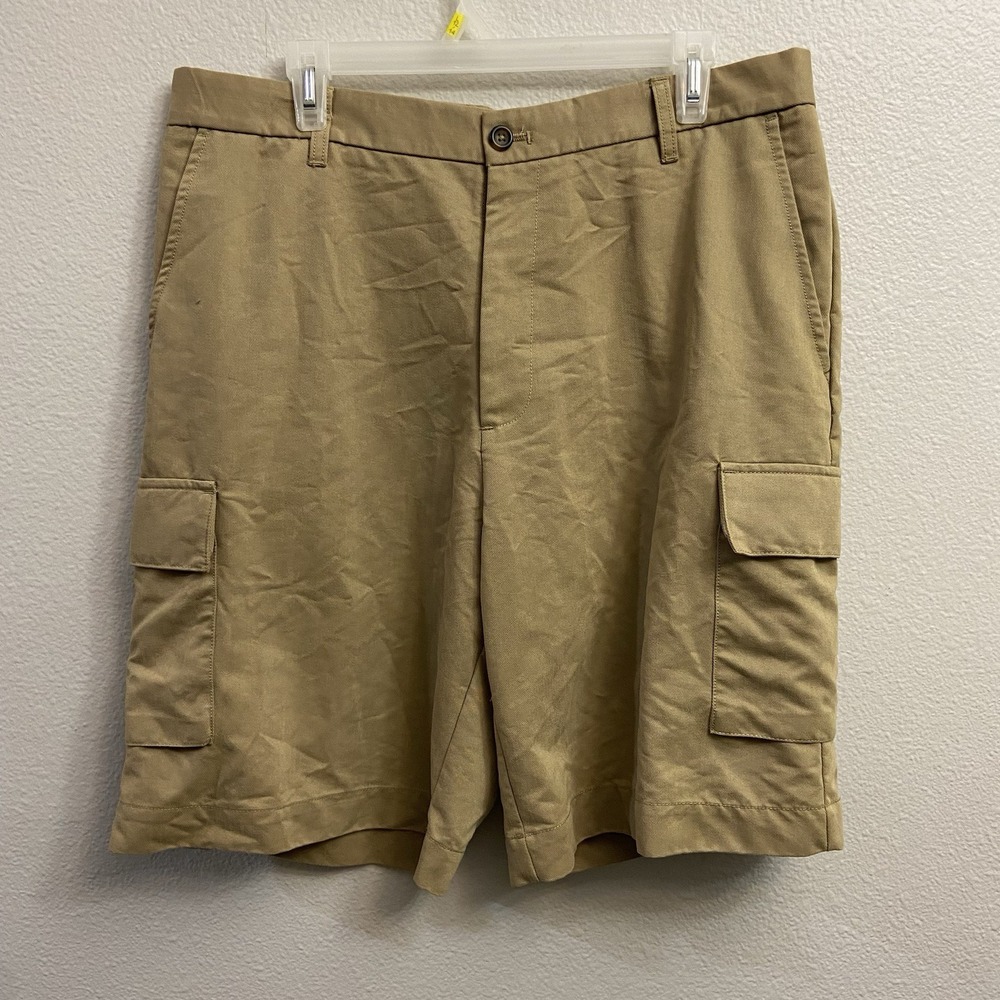 Van Heusen Men's Cool Spun Cargo Flat Front Beige Shorts Size 36 Casual NWT‎
